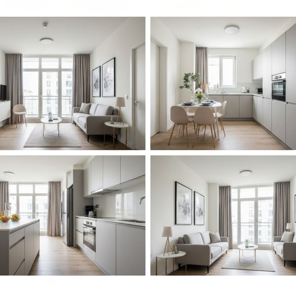 Interior moderno de kitnet compacta